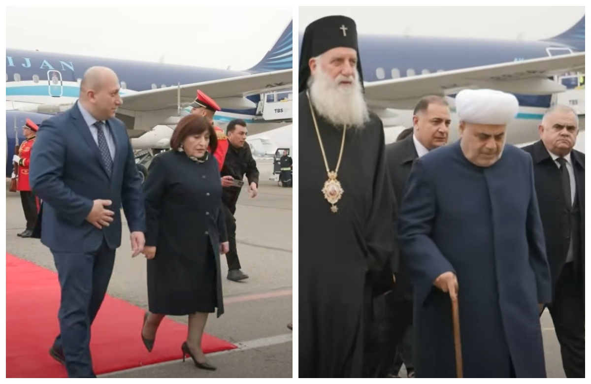 Allahşükür Paşazadə və Milli Məclisin sədri II İliyanın dəfn mərasimində iştirak etmək üçün Tbilisiyə gəlib